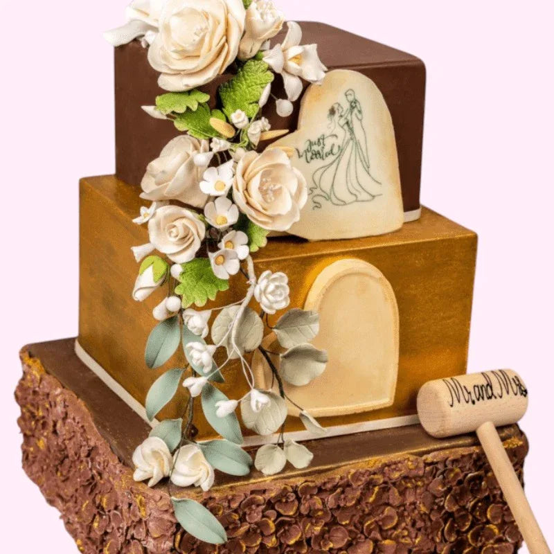 - Chocolate-Gold-Wedding-Cake -- Sweet Snap Sydney