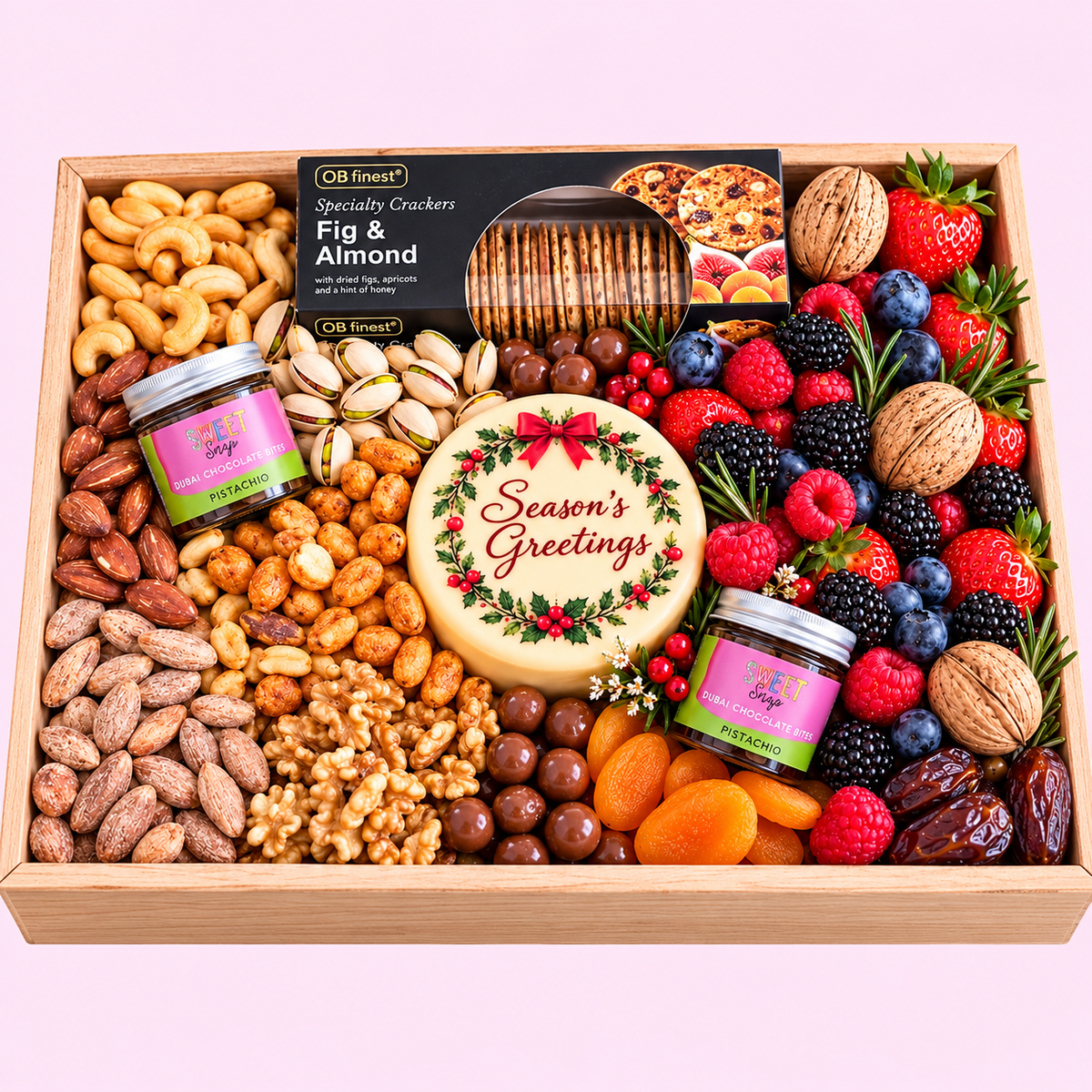 Luxury Christmas Gourmet Grazing Hamper – Nuts, Fruit & Personalised Cheese