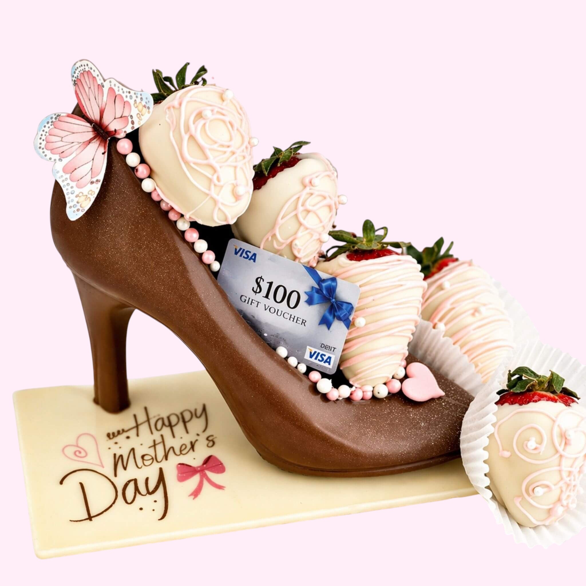 Mother's Day Chocolate Shoe with Strawberries