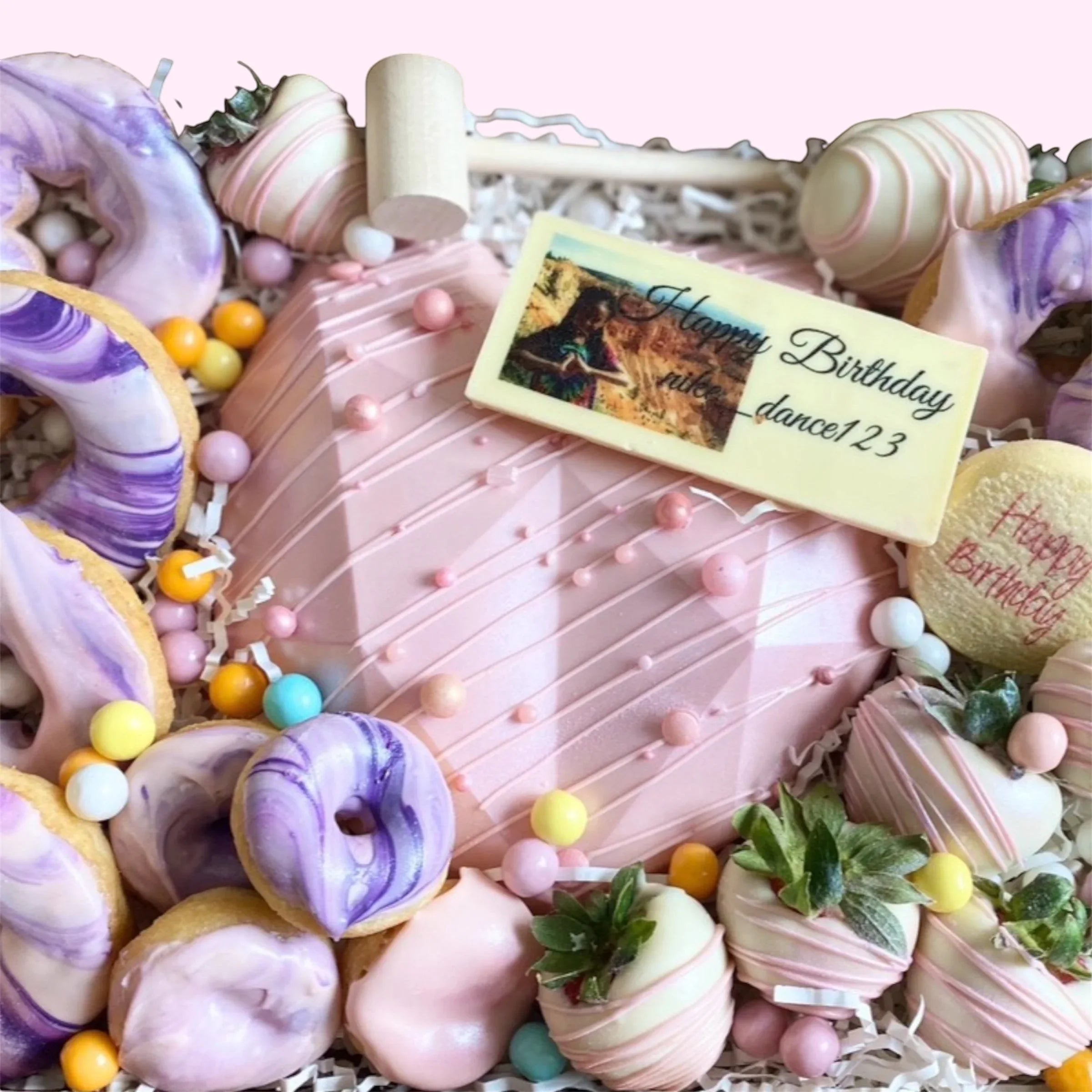 - smash_cake_heart_donuts_and_strawberries -- Sweet Snap Sydney